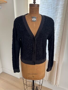 Club Monaco Black Textured Knit Cardigan